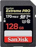SanDisk Extreme Pro SDXC UHS-I Speicherkarte 128 GB (V30, Übertragungsgeschwindigkeit 170 MB/s, U3, 4K-UHD-Videos,...